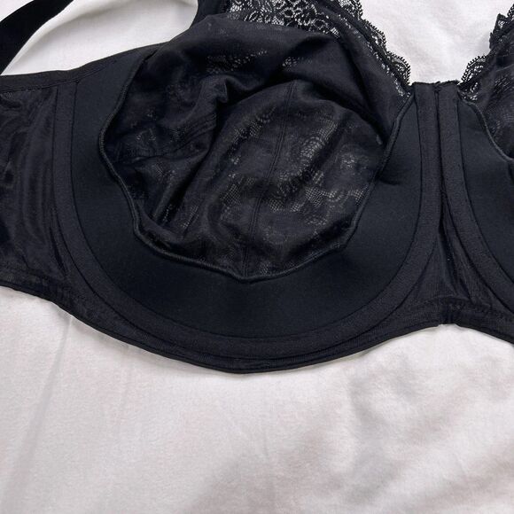Elila Isabella Stretch Lace Bra Women's Size 46J Black Full Coverage Underwire - Picture 15 of 15